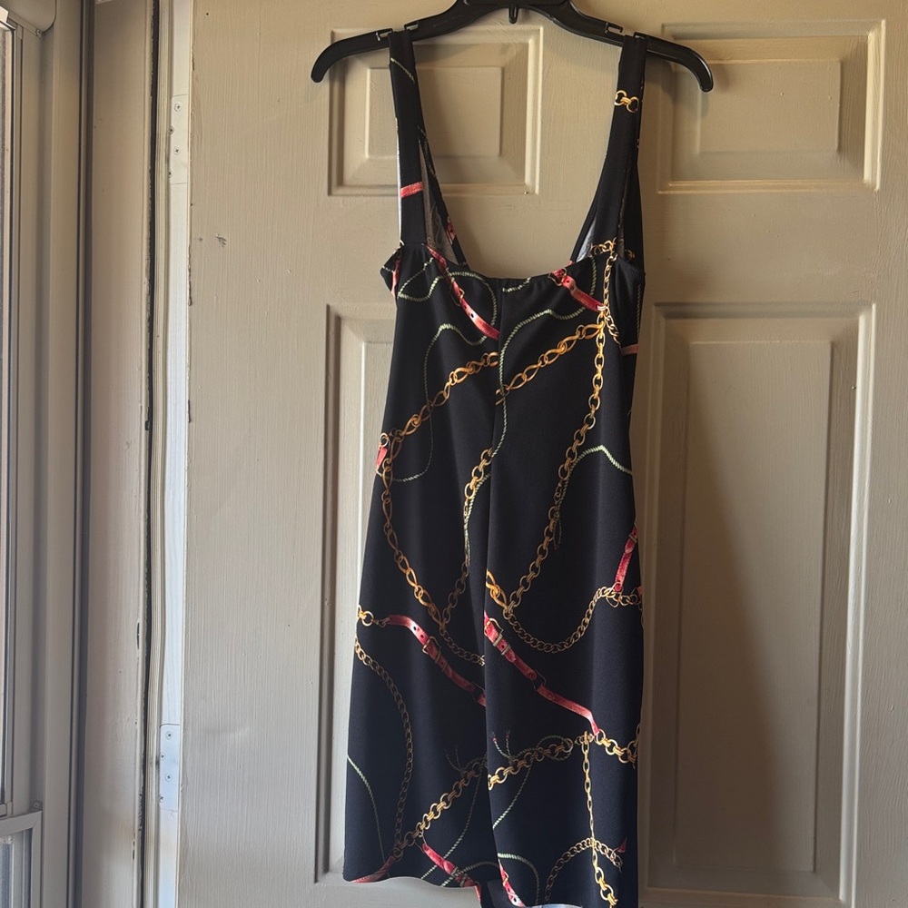 Elegant Black Chain Print Dress